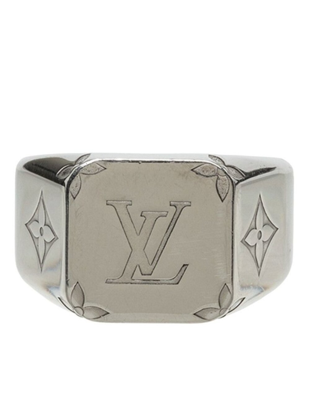 Louis Vuitton Monogram Signet Ring M Silver Metal